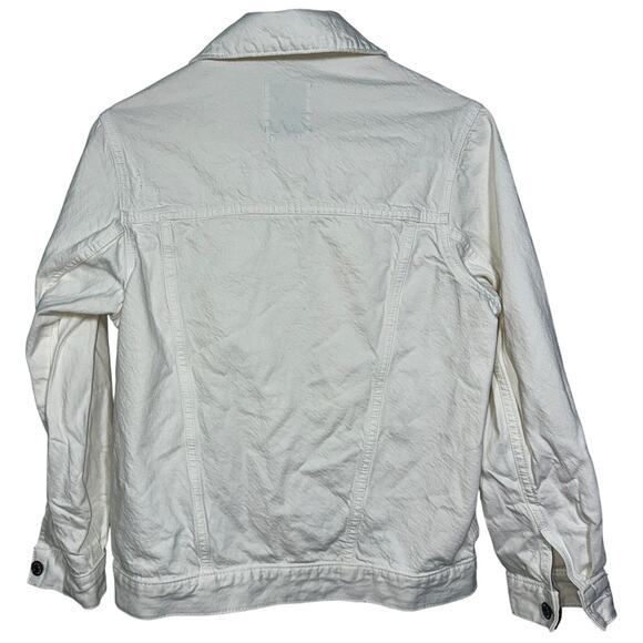 Abercrombie & Fitch Oversized White Denim Cotton Jean Jacket Coat Womens XXS 2XS - Picture 2 of 7